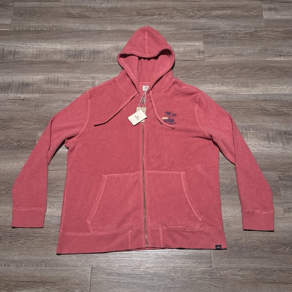 NEW Marine Layer Men's 2XL Full Zip Red Fleece Sun & Waves Beach Club Hoodie XXL